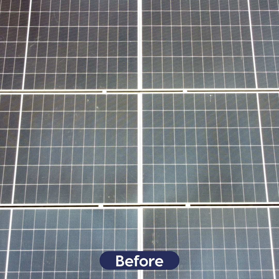 Macro shot of dusty and soiled solar panels with significant environmental buildup before professional cleaning.